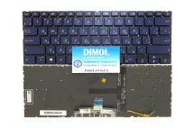 Оригинальная клавиатура для Asus Zenbook 14 UX434, UX434F, UX434FL, UX434FN, UX434FA, UX434FLC series, ukr, темно-синий, подсветка