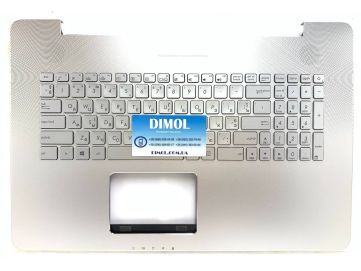 Оригинальная клавиатура для ноутбука Asus N752VX, N752VW, N752VY series, укр, silver, подсветка, серебристая передняя панель
