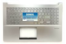 Оригинальная клавиатура для ноутбука Asus Vivobook S533, S533E, S533EA, S533F, M533, M533F, M533E, M533U, X521JQ, X521IA series, uk, silver, подсветка, серебристая передняя панель