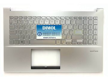 Оригинальная клавиатура для ноутбука Asus Vivobook S533, S533E, S533EA, S533F, M533, M533F, M533E, M533U, X521JQ, X521IA series, uk, silver, подсветка, серебристая передняя панель