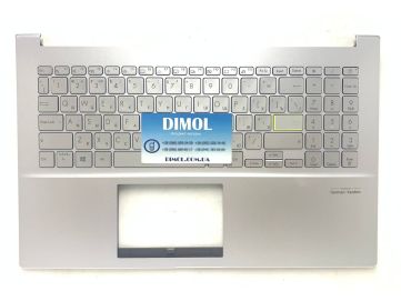Оригинальная клавиатура для ноутбука Asus Vivobook S533, S533E, S533EA, S533F, M533, M533F, M533E, M533U, X521JQ, X521IA series, uk, silver, подсветка, серебристая передняя панель