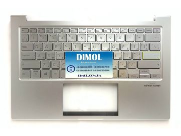 Оригинальная клавиатура для ноутбука Asus X321, X321JQ, X321JA, X321JP, X321EA silver, uk, подсветка, серебристая передняя панель