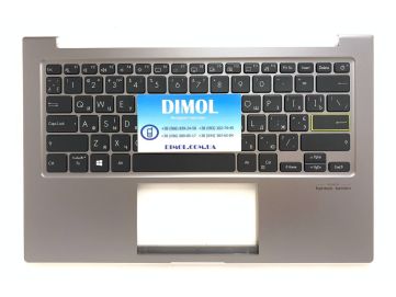 Оригинальная клавиатура для ноутбука Asus X321, X321JQ, X321JA, X321JP, X321EA black, uk, подсветка, серая передняя панель