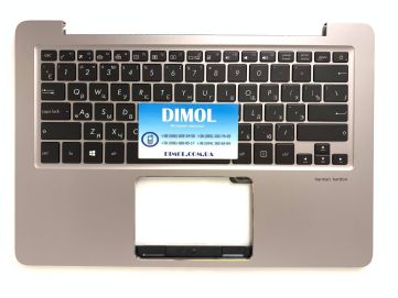 Оригинальная клавиатура для ноутбука Asus Zenbook UX330UA, U3000U, UX330C, UX330CA, U3000C, UX330CA series, black, ru, подсветка, серебристая передняя панель (VER.2)