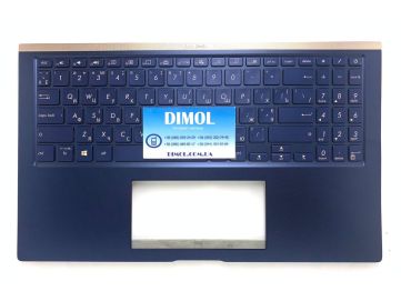 Оригинальная клавиатура для ноутбука Asus ZenBook UX534F, UX534FA, UX534FAC, UX534FT, UX534FTC series, укр, blue, подсветка, синяя передняя панель