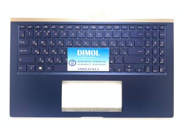 Оригинальная клавиатура для ноутбука Asus ZenBook UX534F, UX534FA, UX534FAC, UX534FT, UX534FTC series, укр, blue, подсветка, синяя передняя панель