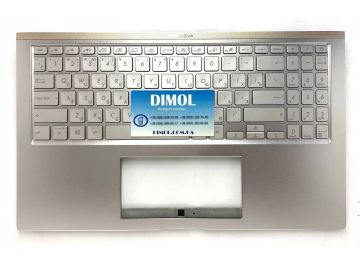 Оригинальная клавиатура для ноутбука Asus ZenBook UX534FA, UX534FAC, UX534FT, UX534FTC series, серебристый, ru, подсветка, серебристая передняя панель