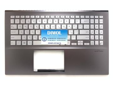 Оригинальная клавиатура для ноутбука Asus X531, S531, X531F, S531F, S532F, S531FA, X531FA series, silver, uk, серая передняя панель, подсветка