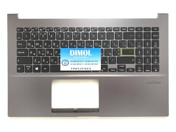 Оригинальная клавиатура для ноутбука Asus Vivobook S533, S533E, S533EA, S533F, M533, M533F, M533E, M533U, X521JQ, X521IA series, uk, black, подсветка, серая передняя панель