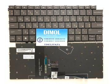 Оригинальная клавиатура для ноутбука HP Spectre X360 2-in-1 14-EU, 14t-EU, 14t-EU000 series, ukr, grey, подсветка