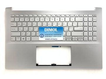 Оригинальная клавиатура для Asus Vivobook Pro M3500, M3500Q, M3500QC, M3500QA series, ru, silver, подсветка, серебристая передняя панель