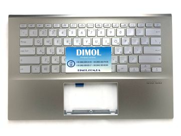 Оригинальная клавиатура для ноутбука Asus X431, X431F, X431FA series, ru, silver, золотая передняя панель, подсветка