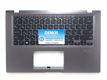 Оригинальная клавиатура для ноутбука Asus VivoBook 14 X415, X415JA, F415, V4200E, V4200Jita series, black, укр, серая передняя панель, подсветка