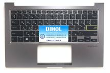 Оригинальная клавиатура для ноутбука Asus S333JA, S333JQ, S333JP series, ukr, black, серая передняя панель, подсветка