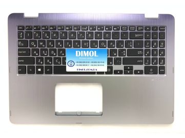 Оригинальная клавиатура для ноутбука Asus VivoBook Flip TP510U, TP510UF series, ukr, black, подсветка, серебристая передняя панель