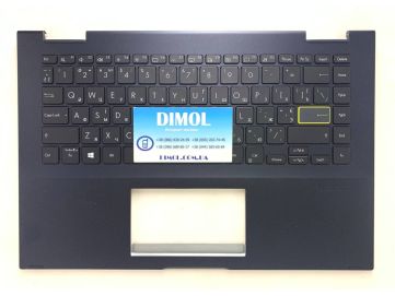 Оригинальная клавиатура для ноутбука Asus VivoBook Flip 14 TP470, TM420, TP420 series, black, укр, подсветка, dark blue передняя панель