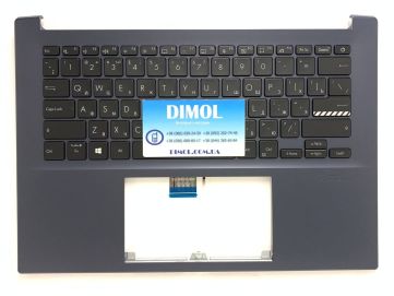 Оригинальная клавиатура для ноутбука Asus Vivobook Pro 14X OLED N7400, M3400QA, M7400QC, M3401QC series, rus, black, подсветка, dark blue передняя панель