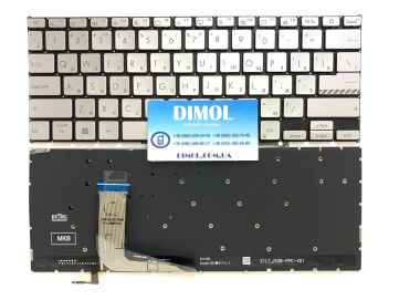 Оригинальная клавиатура для ноутбука Asus VivoBook 14 X1402, X1402Z, X1402ZA, X1403, X1403ZA, M1402, D1402, F1402, M1403, X1403Z, 14Z X1403V series, ru, серебристый, подсветка