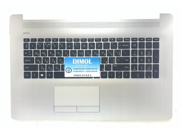 Оригинальная клавиатура для ноутбука HP Pavilion 17-CS, 17-CR, 17-BY, 17-CA, HP 470 G7 series, ukr, grey, серебристая передняя панель