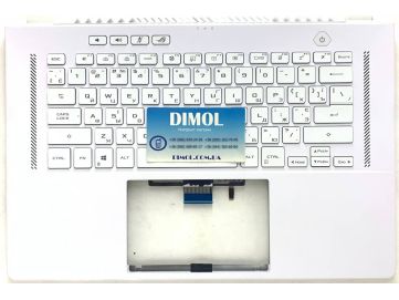 Оригинальная клавиатура для ноутбука Asus Zephyrus G15 GA503, GA503Q, GA503QS, ‎GA503QM, ROG Zephyrus M16 GU603, Zephyrus G15 GA503 series, ukr, white, подсветка, белая передняя панель