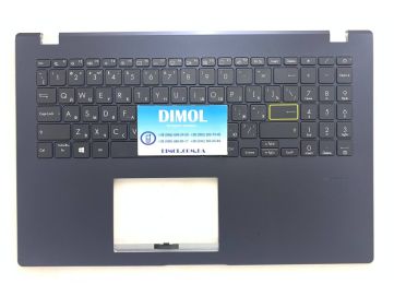 Оригинальная клавиатура для ноутбука Asus VivoBook E510, E510M, E510MA series, ru, black, подсветка, темно-синяя передняя панель