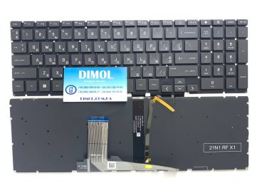 Оригинальная клавиатура для ноутбука HP Victus 15-FA, 15-FB, 15-GE, 16-E, 16-D, 16-B, 16-R, 16-S series, ukr, black grey, подсветка 