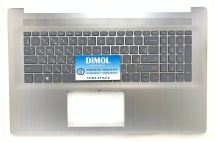 Оригинальная клавиатура для ноутбука HP 17-CN, HP 17-CP series, ukr, grey, подсветка, серебристая передняя панель