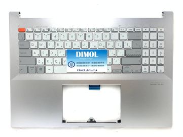 Оригинальная клавиатура для ноутбука Asus VivoBook Pro 16X M7600 series, ru, белый, подсветка, серебристая передняя панель
