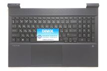 Оригинальная клавиатура для ноутбука HP Victus 16-E, 16-D, 16-B, 16-R, 16-S series, ukr, grey, подсветка, серая передняя панель 