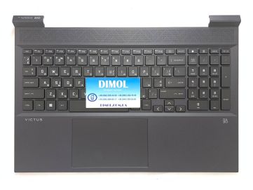 Оригинальная клавиатура для ноутбука HP Victus 16-E, 16-D, 16-B, 16-R, 16-S series, ukr, grey, подсветка, серая передняя панель 