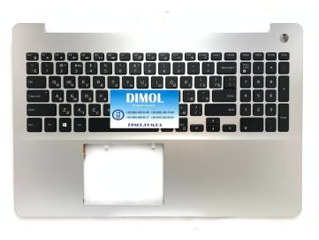 Оригинальная клавиатура для Dell Inspiron 15 5583 series, ru, black, подсветка, серебристая передняя панель