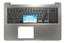 Оригинальная клавиатура для Dell Inspiron 15 5565, 5566, 5567 series, ukr, black, подсветка, серая передняя панель