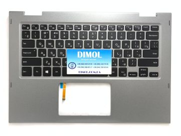 Оригинальная клавиатура для Dell Inspiron 13 5368, Inspiron 13 5378 series, rus, black, подсветка, серая передняя панель