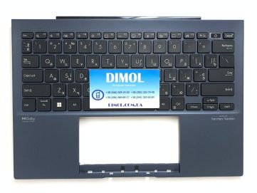 Оригинальная клавиатура для ноутбука Asus Zenbook S13 UM5302, UM5302T, 14 OLED UX3402 series, black, ukr, подсветка, ponder blue передняя панель