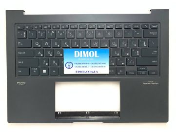 Оригинальная клавиатура для ноутбука Asus ZenBook 14X UX3404, UX3404VA, UX3404VC, UP3404, UP3404V series, ukr, gray, подсветка, темно-серая передняя панель