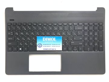Оригинальная клавиатура для HP 15T-DY, 15-DY, 15-EF, 15Z-EF, 15S-EQ, 15S-FQ, 15S-ER, 15S-FR series, rus, black, подсветка, серая передняя панель