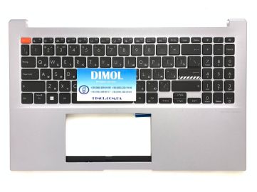 Оригинальная клавиатура для ноутбука Asus Vivobook S15 K3502, K3502Z, K3502ZA series, black, подсветка, серебристая передняя панель