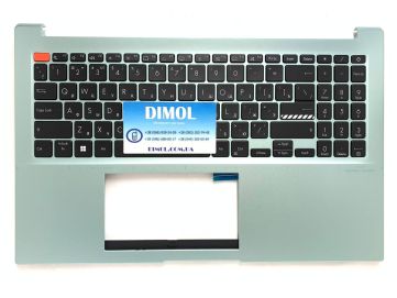 Оригинальная клавиатура для ноутбука Asus Vivobook S15 K3502, K3502Z, K3502ZA series, black, подсветка, brave green передняя панель