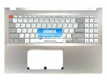 Оригинальная клавиатура для ноутбука Asus Vivobook Pro 15X OLED K6501, K6501ZM, K6501Z, P6501Z, P6501CZ series, ukr, white, подсветка, серебристая передняя панель