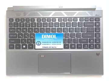 Оригинальная клавиатура для ноутбука Acer Predator Triton 500 SE series, black, ukr, серебристо-серая передняя панель, RGB - подсветка 
