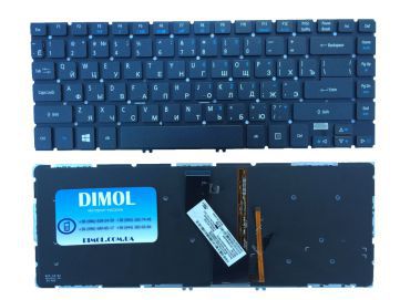 Оригинальная клавиатура для Acer Aspire V5-473, black, (no frame), backlit, RU