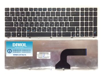 Оригинальная клавиатура для ноутбука Asus A52, K52, X54, N53, N61, N73, N90, P53, X54, X55, X61 series, rus, black (серебристая рамка)